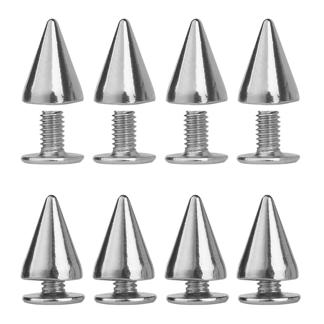 Alt view image 2 of 7 - 100 Pairs Metal Bullet Cone Spikes Screwback Studs Punk