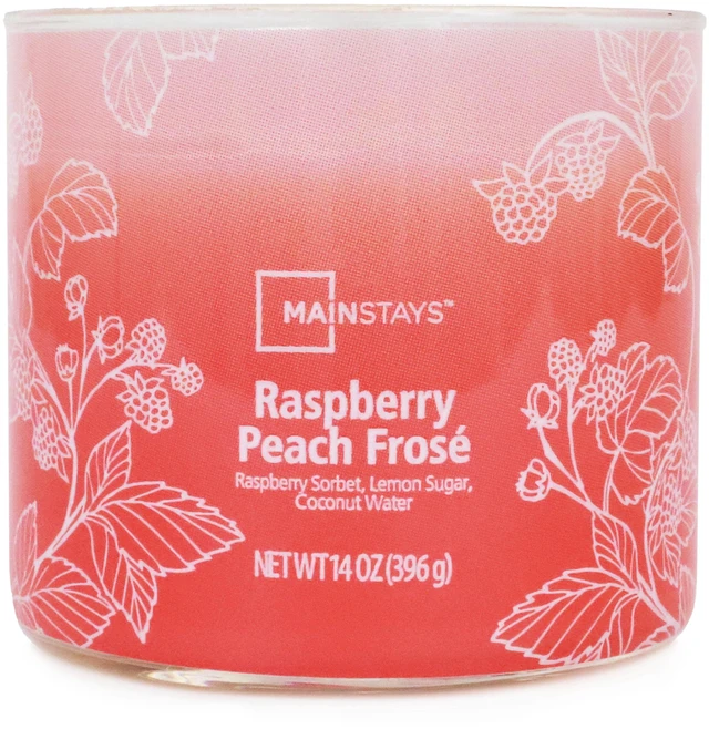 Alt view image 2 of 5 - Mainstays 3-Wick Ombre Wrap Raspberry Peach Scented Candle 14oz