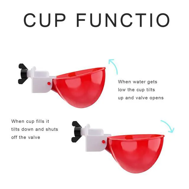 Alt view image 6 of 6 - 6 Pack Automatic Chicken Water Cups With Tee Fittings And Mounting Hole Opener For Poultry Chicken Duck Goose Turkey