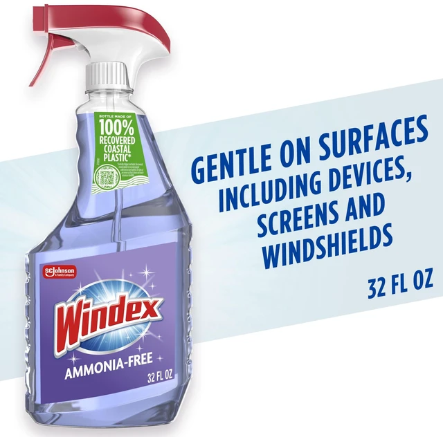 Main image of Windex Ammonia-Free Glass, Window, Mirror & Windshield Cleaner, Crystal Rain Scent, 32 fl oz Spray Bottle