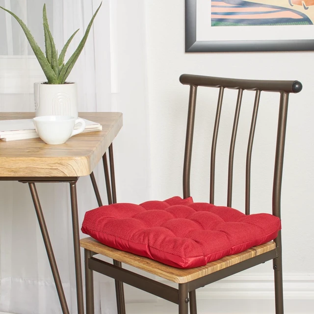 Alt view image 5 of 5 - Mainstays Textured Chair Seat Pad, 15.5" x 16", Red, 1-Piece