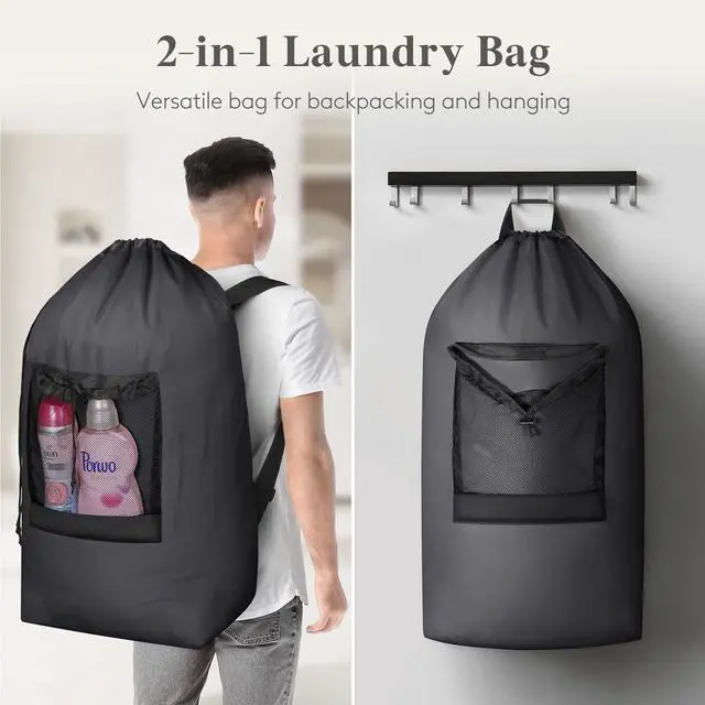 Alt view image 2 of 6 - Lifewit Travel Laundry Bag Backpack, 90L, Gray