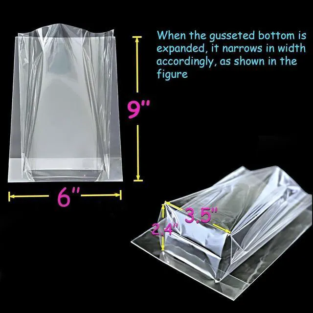 Alt view image 2 of 6 - PigPotParty Cellophane Treat Bags 6x9in, 50 Pack, Clear Goodie Bags