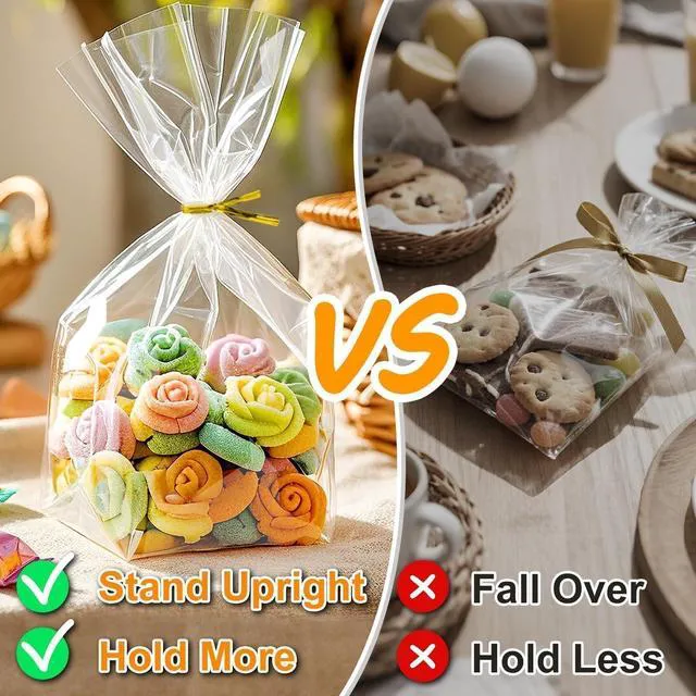 Alt view image 4 of 6 - PigPotParty Cellophane Treat Bags 6x9in, 50 Pack, Clear Goodie Bags
