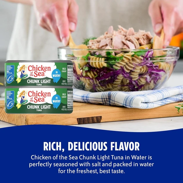 Alt view image 4 of 6 - Chicken of the Sea Wild Caught Chunk Light Tuna in Water, 5oz Cans, 10-Count