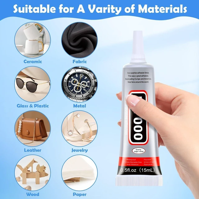 Alt view image 6 of 7 - B7000 Clear Glue 4-Pack 15mL Strong Adhesive with Precision Tip for Rhinestones Jewelry Bead Gem Making, Quick Dry Bedazzling for Clothes Fabric Shoes DIY Crafts Nail Art