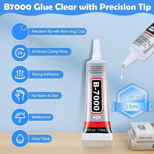 Alt view image 2 of 7 - B7000 Clear Glue 4-Pack 15mL Strong Adhesive with Precision Tip for Rhinestones Jewelry Bead Gem Making, Quick Dry Bedazzling for Clothes Fabric Shoes DIY Crafts Nail Art