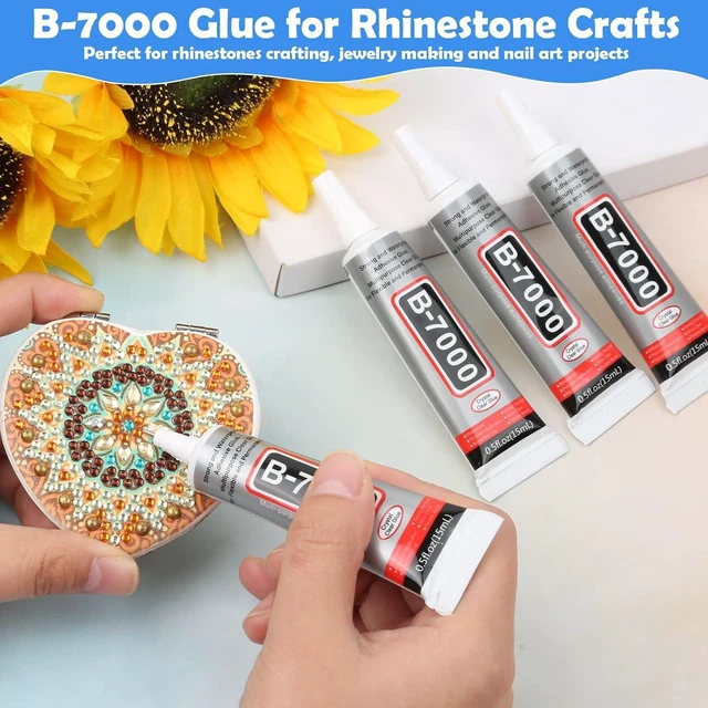 Alt view image 4 of 7 - B7000 Clear Glue 4-Pack 15mL Strong Adhesive with Precision Tip for Rhinestones Jewelry Bead Gem Making, Quick Dry Bedazzling for Clothes Fabric Shoes DIY Crafts Nail Art