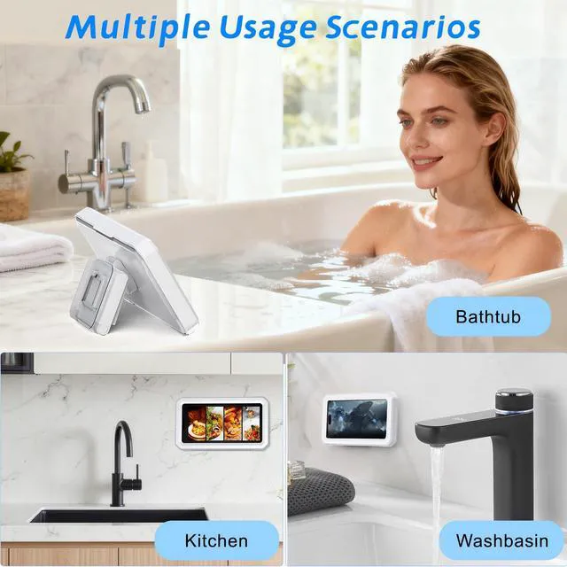 Alt view image 3 of 6 - Waterproof Shower Phone Holder, 480 Rotatable, Multi-Angle Adjustable, Wall Mounted for Bathroom Bathtub Kitchen Mirror, Compatible with 4-7" Smartphones