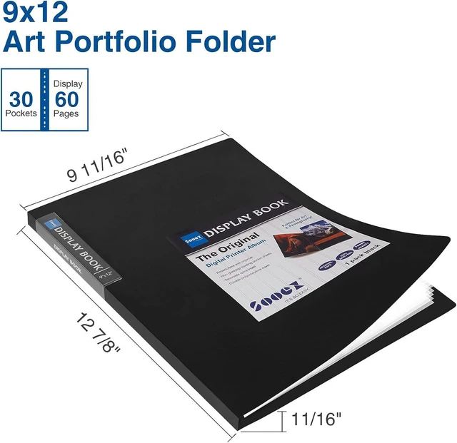 Alt view image 2 of 7 - Sooez 30-Pocket Binder with Plastic Sleeves 9x12, Heavy Duty Art Portfolio