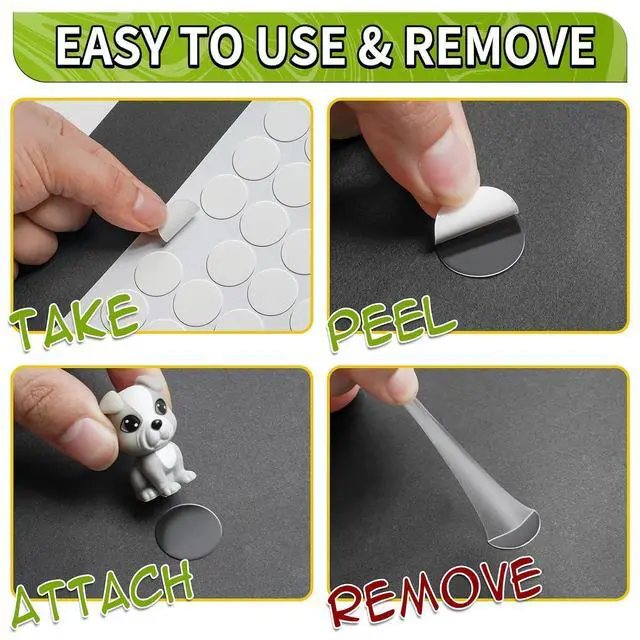 Alt view image 7 of 7 - Piteno 350Pcs Double Sided Adhesive Dots, 0.8" Clear Removable Waterproof No Trace Sticky Mounting Putty