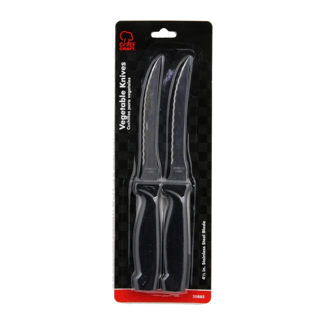 Alt view image 2 of 2 - Chef Craft Select Vegetable Knife, 4.5-Inch Blade, 8.5-Inch Length, 2-Piece Set, Stainless Steel/Black