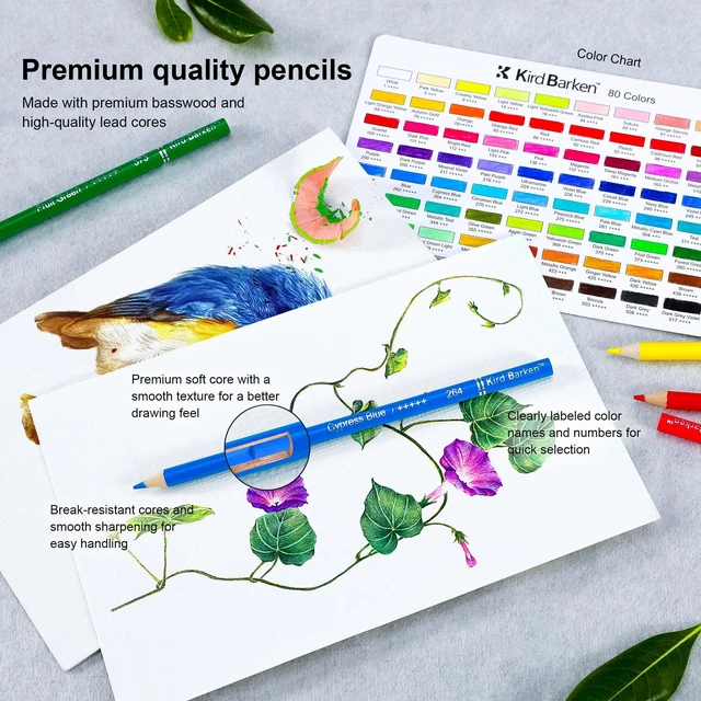 Alt view image 7 of 7 - 80 Colored Pencils Set, Oil-Based Soft Core, Professional Art Gifts for Adult Coloring Books, Artists, Beginners and Adults