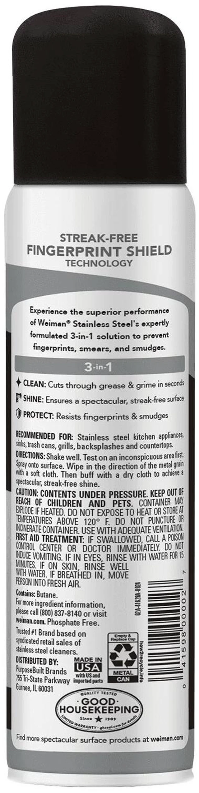 Alt view image 2 of 5 - Weiman Stainless Steel Cleaner & Polish Spray, 12 oz, Floral Scent for Kitchen and Home Appliances