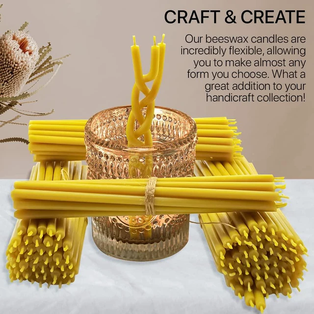 Alt view image 5 of 6 - 110440 Natural Candles 7" 15 Pcs 100% Pure Bee Wax Deep Yellow with Honey Scent and Cotton Wicks - Eco Friendly for Home Decoration Birthday Cake