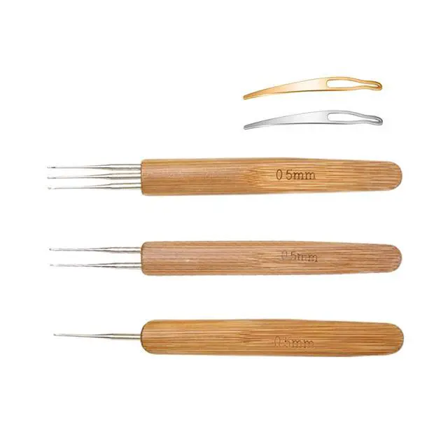 Alt view image 3 of 6 - 5 Pieces Dreadlock Crochet Hooks for Hair, Loc Needle Interlocking Tool for Braid Craft, 0.5mm