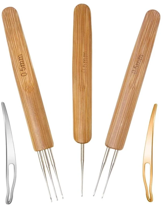 Alt view image 6 of 6 - 5 Pieces Dreadlock Crochet Hooks for Hair, Loc Needle Interlocking Tool for Braid Craft, 0.5mm