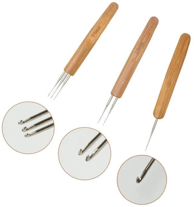 Alt view image 4 of 6 - 5 Pieces Dreadlock Crochet Hooks for Hair, Loc Needle Interlocking Tool for Braid Craft, 0.5mm