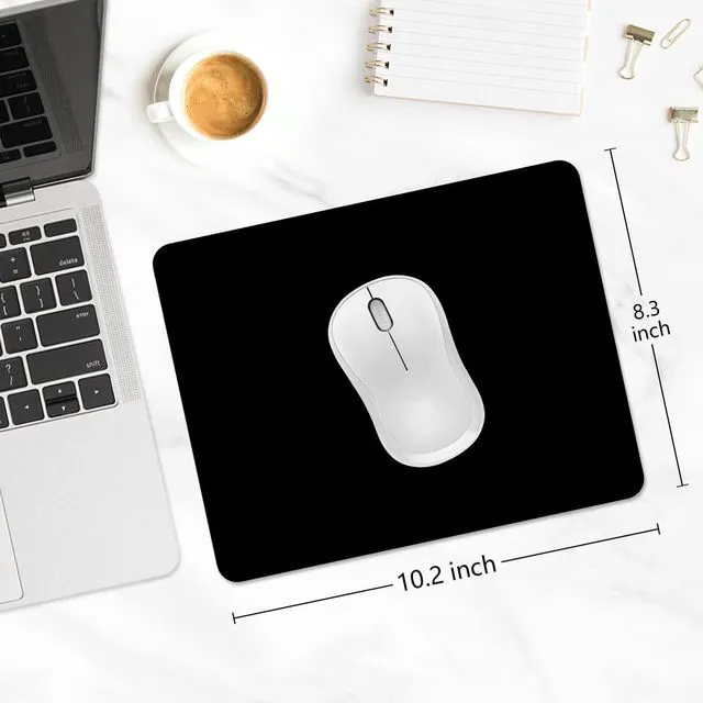 Alt view image 2 of 6 - Black 8 x 10 Inch 5mm Thick Anti-Slip Rubber Mouse Pad with Stitched Edges for Gaming, Office, Laptop, PC, Women & Men, Modern Design, Square