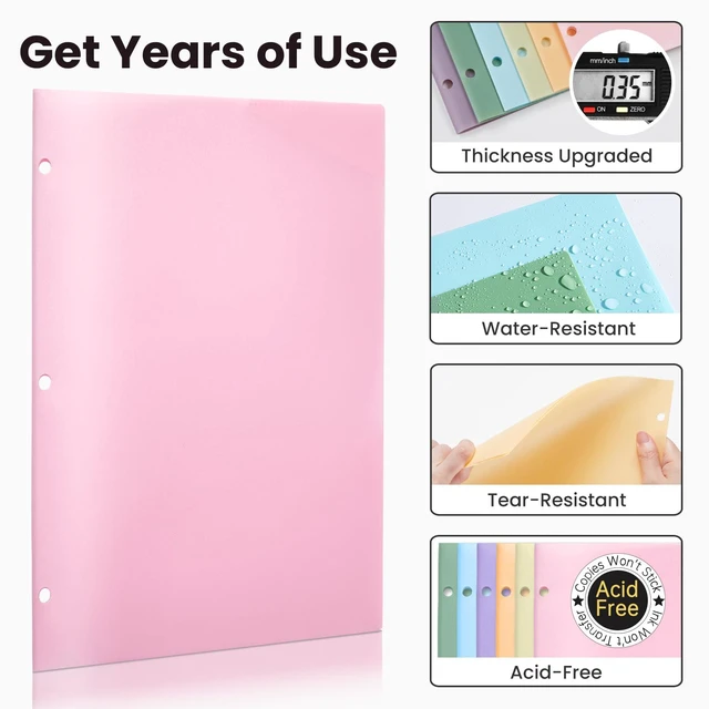 Alt view image 4 of 6 - Sooez 2-Pocket Plastic Folders, 3-Hole Punched