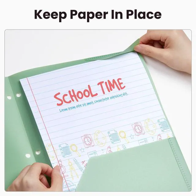 Alt view image 3 of 6 - Sooez 2-Pocket Plastic Folders, 3-Hole Punched