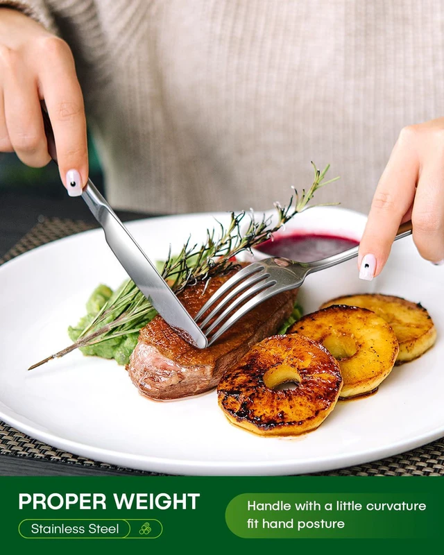 Alt view image 4 of 6 - PHILIPALA 20 Piece Stainless Steel Food Grade Silverware Set, Flatware for 4, Includes Knife Fork Spoon, Mirror Polished, Dishwasher Safe