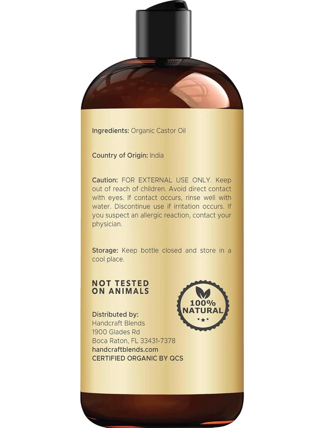 Alt view image 2 of 7 - Handcraft Blends Organic Castor Oil, 16 fl oz