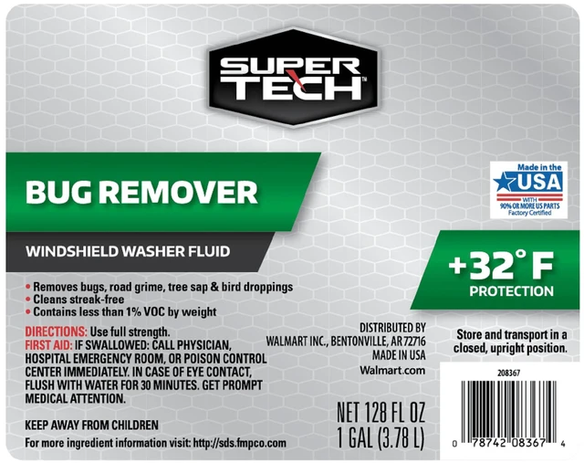 Alt view image 6 of 6 - Super Tech Bug Remover with Rain Repeller Green Windshield Washer Fluid, 1Gallon