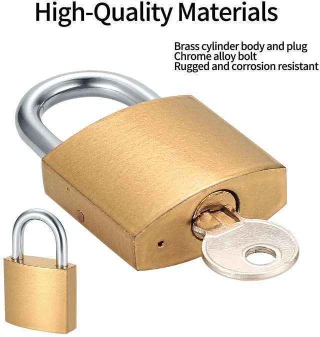 Alt view image 5 of 7 - 4 Pcs Small Keyed Solid Brass Padlocks with Same Keys for Toolbox Sheds Storage Unit Gym Fence Lockers