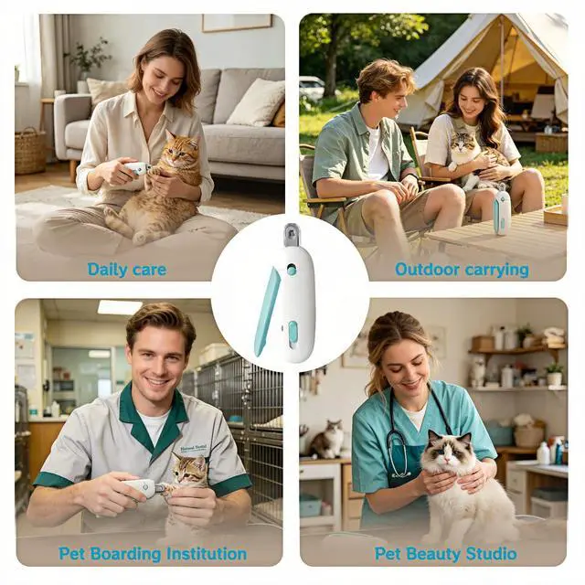 Alt view image 3 of 7 - Adjustable Cat Nail Clippers with Safety Guard & Hidden File, Splash-Proof Painless Blue Claw Scissors for Kittens & Indoor Cats