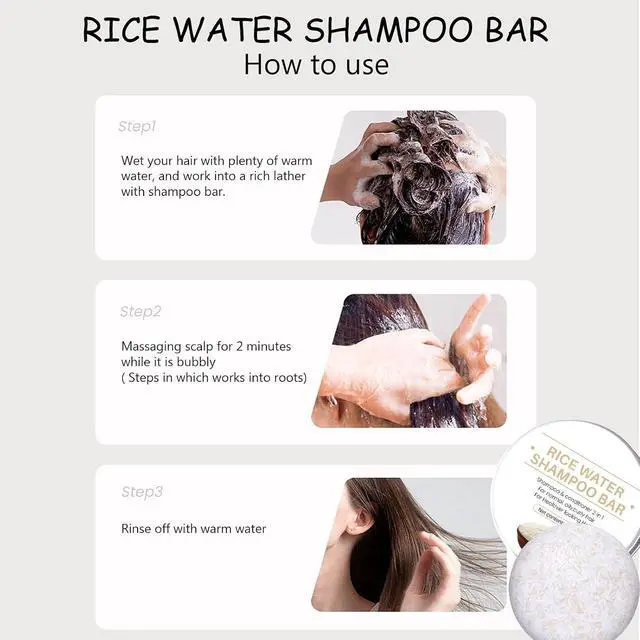 Alt view image 3 of 7 - 2 in 1 Rice Water Shampoo & Conditioner Bar, 2 Pack Natural Solid Shampoo for Dry Hair, Hydrating, Moisturizing, Frizz Control for Women and Men