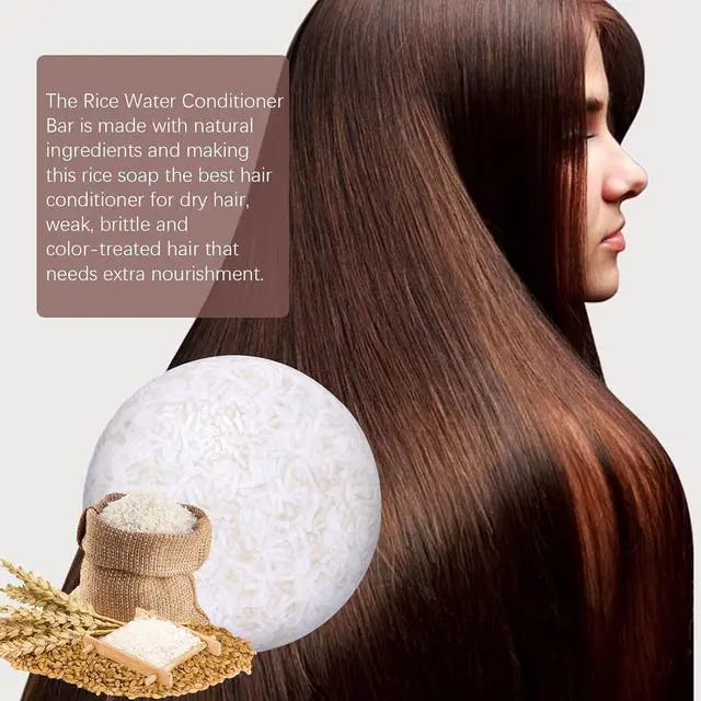 Alt view image 2 of 7 - 2 in 1 Rice Water Shampoo & Conditioner Bar, 2 Pack Natural Solid Shampoo for Dry Hair, Hydrating, Moisturizing, Frizz Control for Women and Men