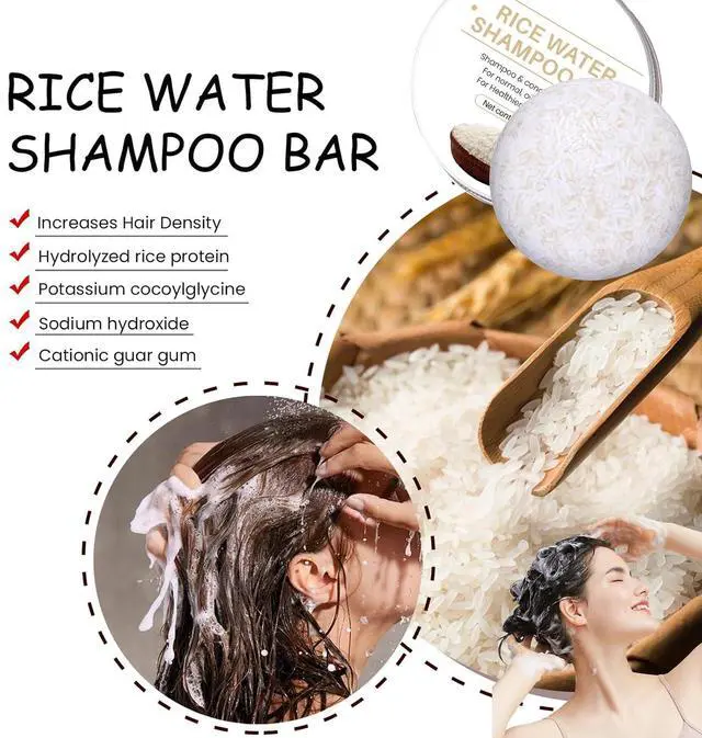 Alt view image 7 of 7 - 2 in 1 Rice Water Shampoo & Conditioner Bar, 2 Pack Natural Solid Shampoo for Dry Hair, Hydrating, Moisturizing, Frizz Control for Women and Men