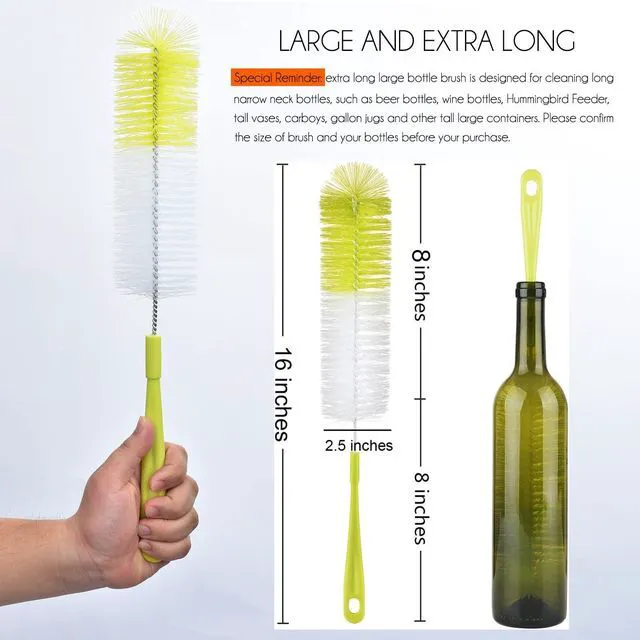 Alt view image 6 of 7 - ALINK 16 Inch Bottle Brush Cleaner for Wine, Beer, Sport Well, Thermos, Glass, Hummingbird Feeder, and Long Narrow Neck Sport Bottles