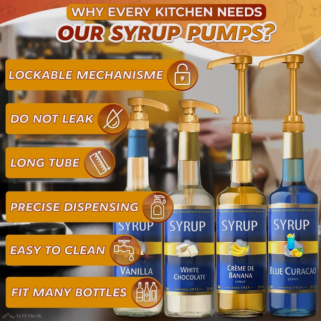 Alt view image 5 of 6 - Alpenkok 4Pcs Coffee Syrup Pump, Compatible with Skinny, Torani, Davinci