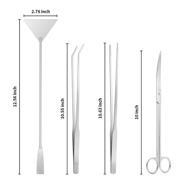 Alt view image 4 of 7 - Ohtomber 4PCS Aquascape Tool Aquarium Kit with Tweezers, Scissors, Scraper