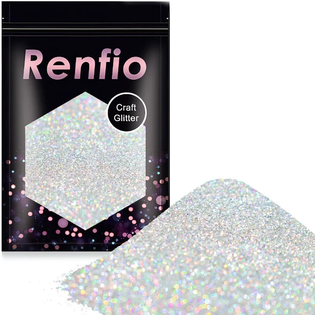 Main image of Renfio Holographic Silver Ultra Fine Glitter Powder 3.5oz/100g
