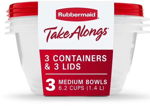 Main image of Rubbermaid TakeAlongs 6.2Cup Serving Bowl Food Storage Containers, Set of 3, Red