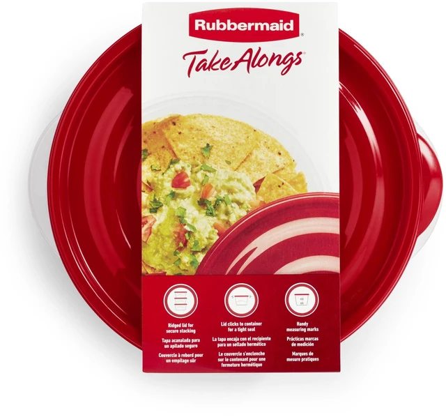 Alt view image 4 of 4 - Rubbermaid TakeAlongs 6.2Cup Serving Bowl Food Storage Containers, Set of 3, Red