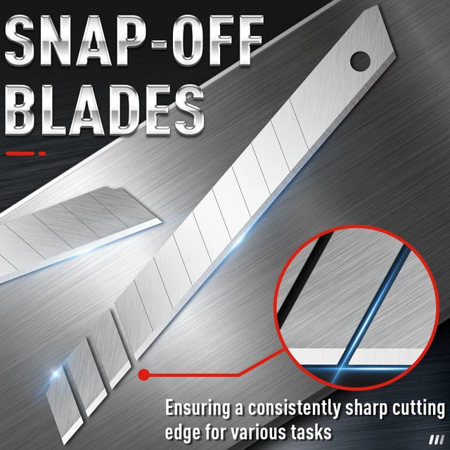 Alt view image 2 of 6 - DIYSELF 100 Pack 9mm 60 Box Cutter Utility Knife Blades Refills