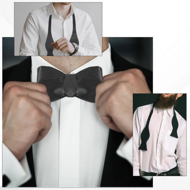 Alt view image 3 of 7 - Mabor Self Tie Bow Tie for Men, Black for Tuxedo Wedding