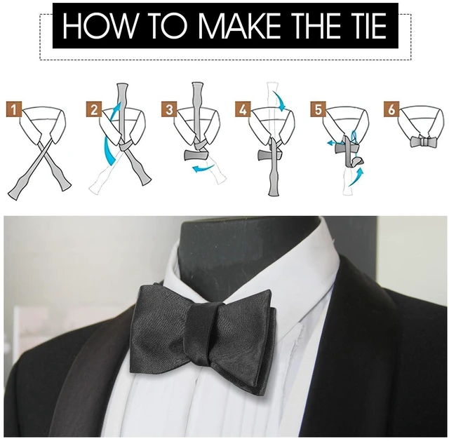Alt view image 7 of 7 - Mabor Self Tie Bow Tie for Men, Black for Tuxedo Wedding