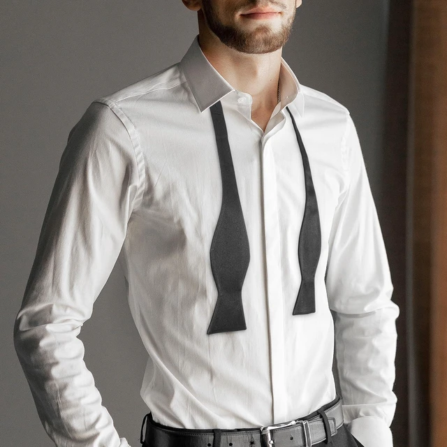 Alt view image 5 of 7 - Mabor Self Tie Bow Tie for Men, Black for Tuxedo Wedding