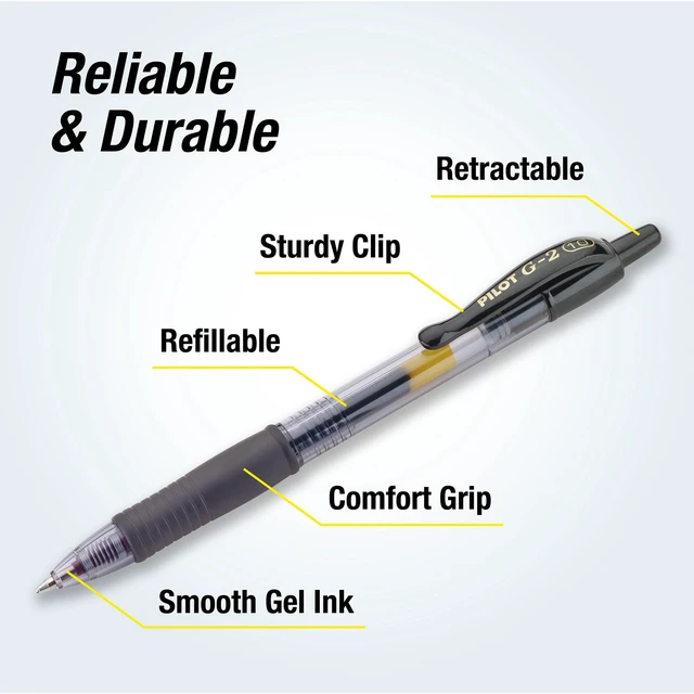Alt view image 3 of 5 - Pilot G2 Retractable Gel Ink Pens, Bold Point, Black, 2 Count