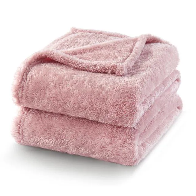 Alt view image 5 of 6 - Exclusivo Mezcla Large Fuzzy Fleece Throw Blanket, Dusty Pink