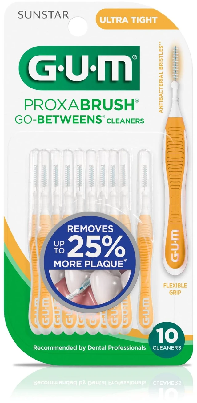 Alt view image 2 of 6 - GUM Proxabrush Go-Betweens Ultra Tight Interdental Brushes, Soft Bristled Dental Picks, 2 Pack, 10 Count