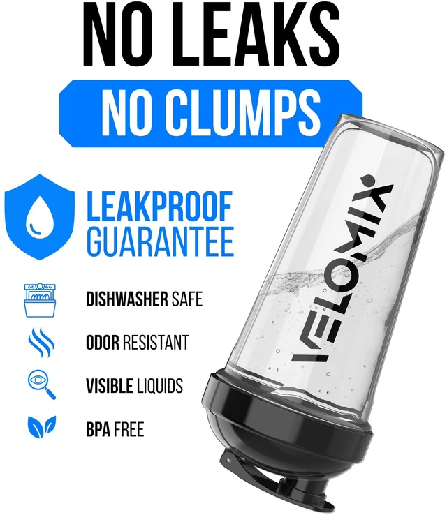 Alt view image 4 of 6 - VELOMIX 2 Pack 28oz Protein Shaker Bottle, Black/Transparent