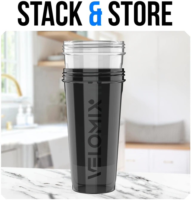 Alt view image 6 of 6 - VELOMIX 2 Pack 28oz Protein Shaker Bottle, Black/Transparent
