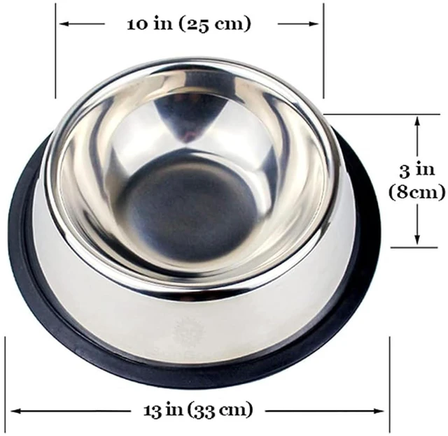 Alt view image 7 of 7 - SunGrow No Spill Feeding Bowl 64Oz Stainless Steel Non-Slip Rubber Base Rust Resistant