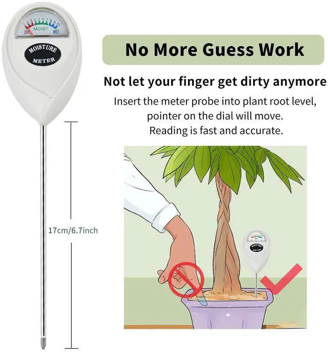 Alt view image 2 of 7 - Soil Moisture Meter, Plant Water Meter, Hygrometer, for Indoor Outdoor Plant Care, No Battery Needed, White